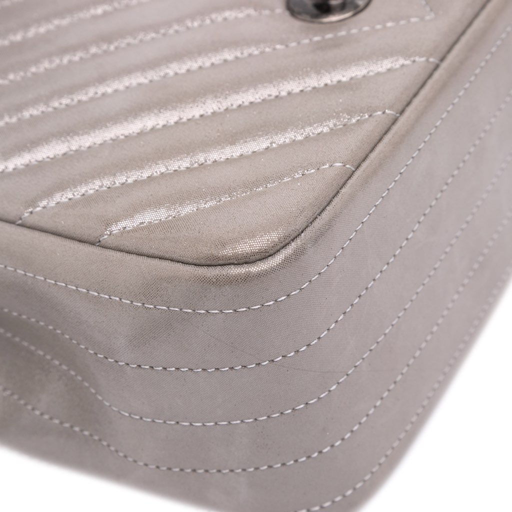 Chanel Mini Square Classic Chevron Iridescent Calfskin Single Flap - Image 12