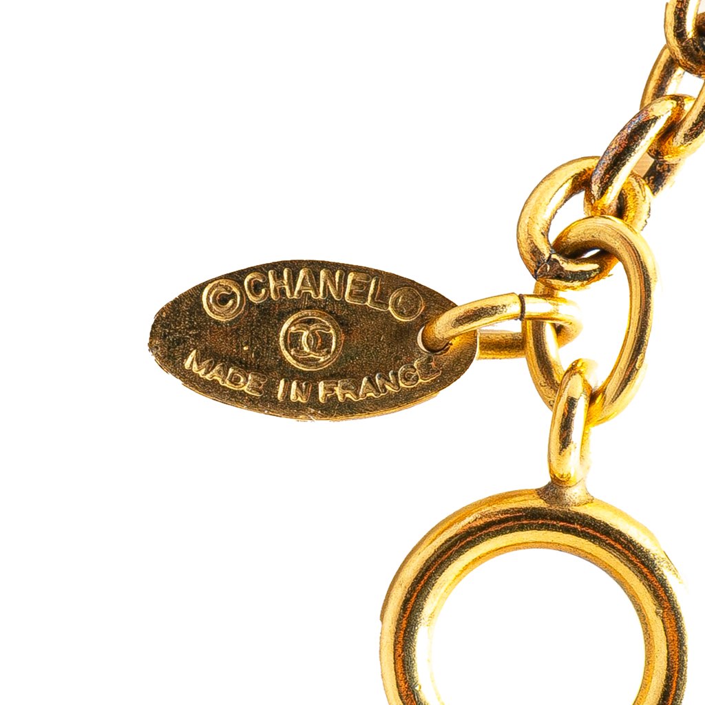 Chanel Gold Plated Quilted CC Pendant Necklace - 2