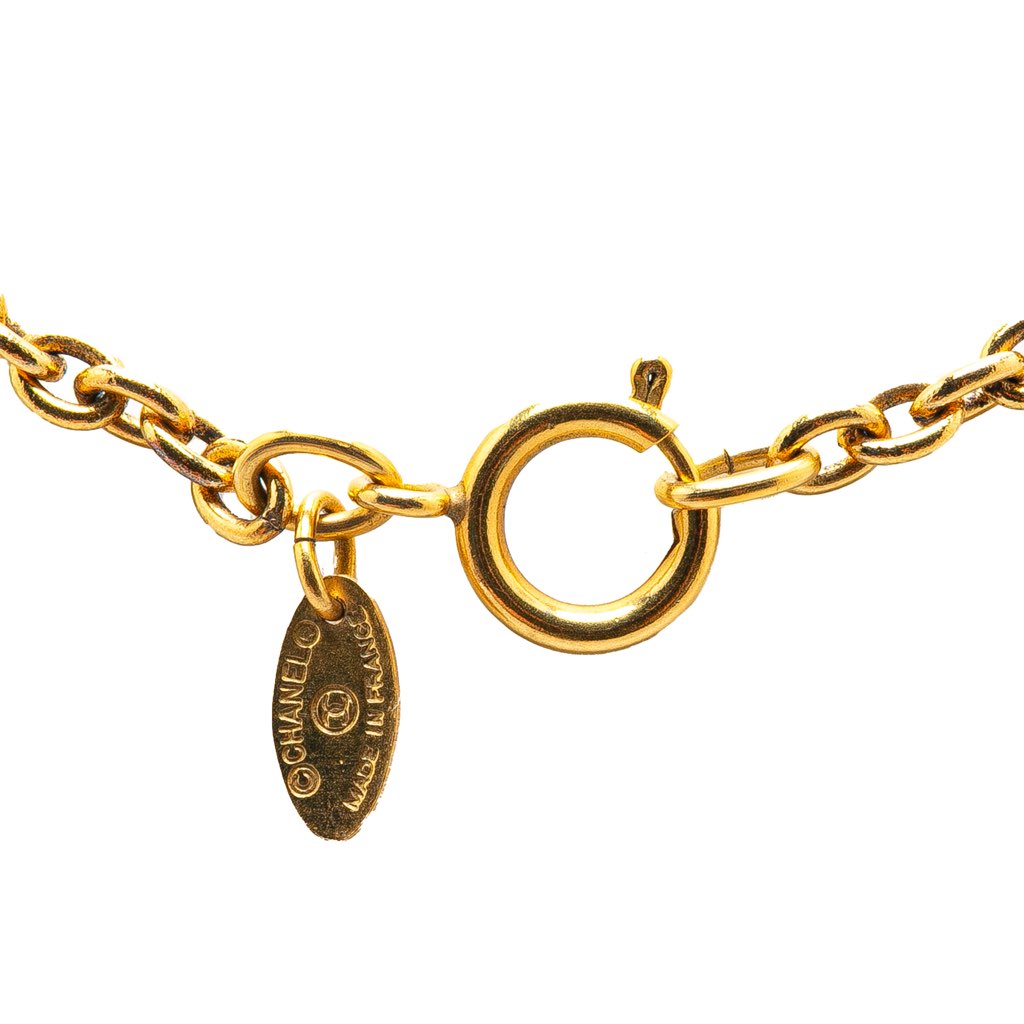 Chanel Gold Plated Quilted CC Pendant Necklace - 3