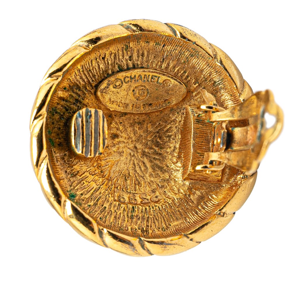Chanel Gold Plated CC Round Clip On Earrings - Image 6
