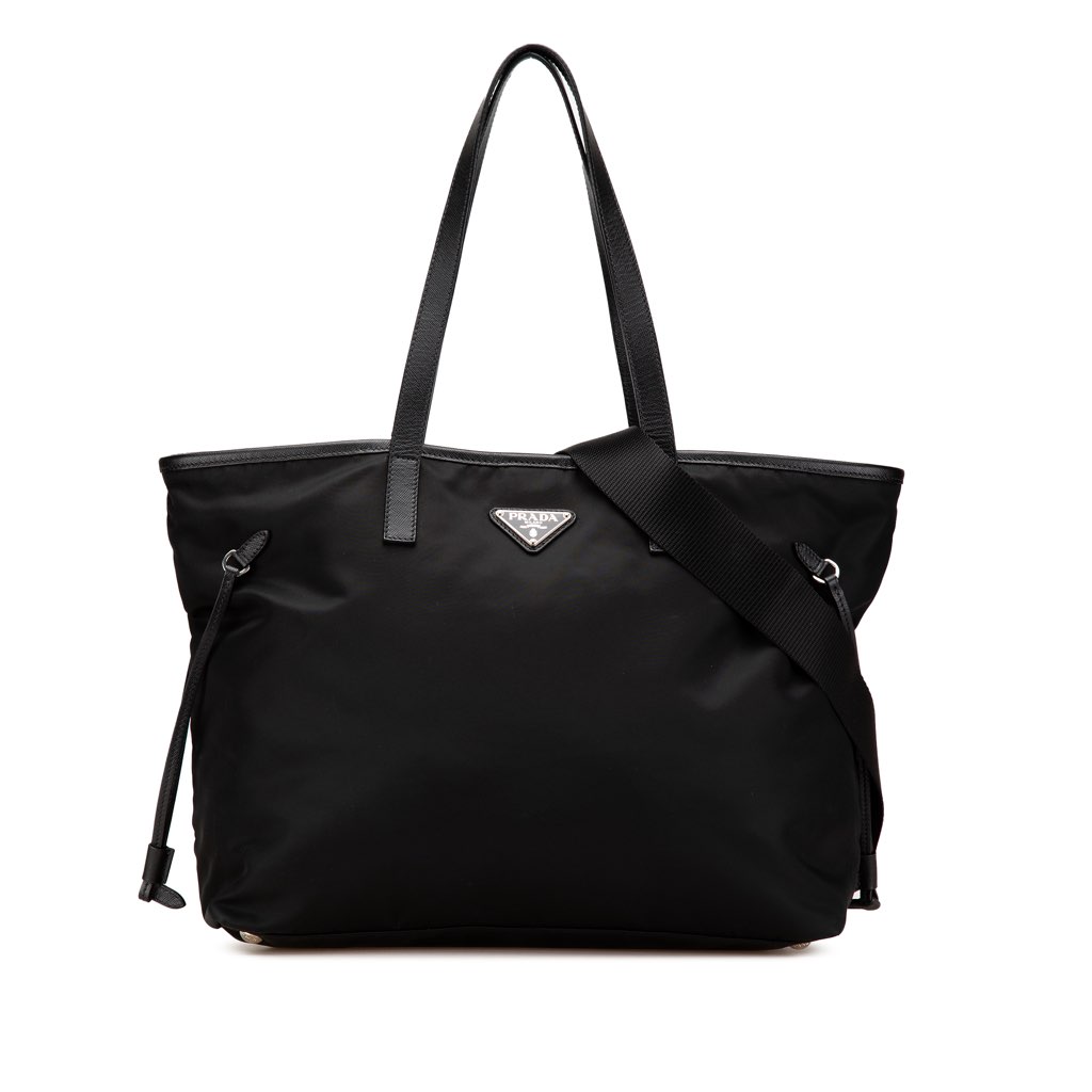 Prada Tessuto Saffiano Trimmed Open Convertible Tote
