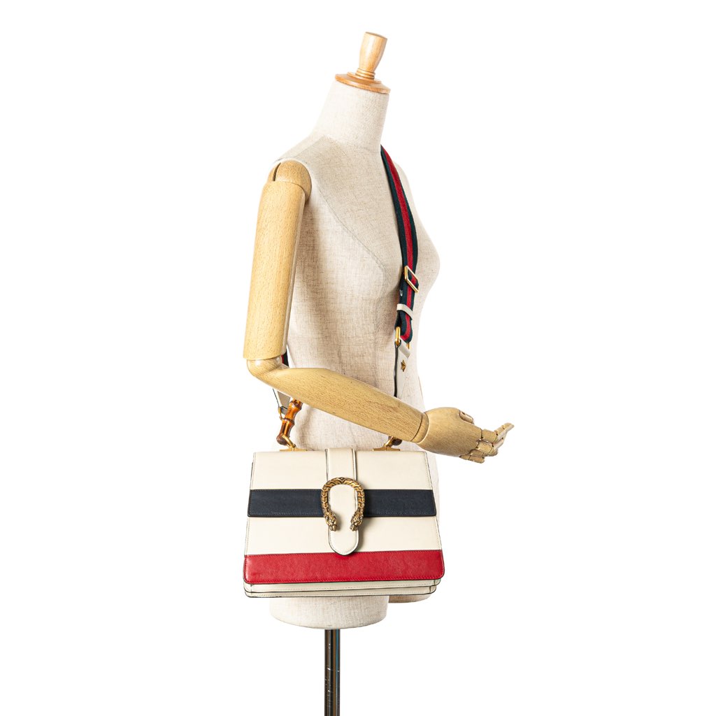 Gucci Medium Leather Bamboo Dionysus Web Satchel - Image 14