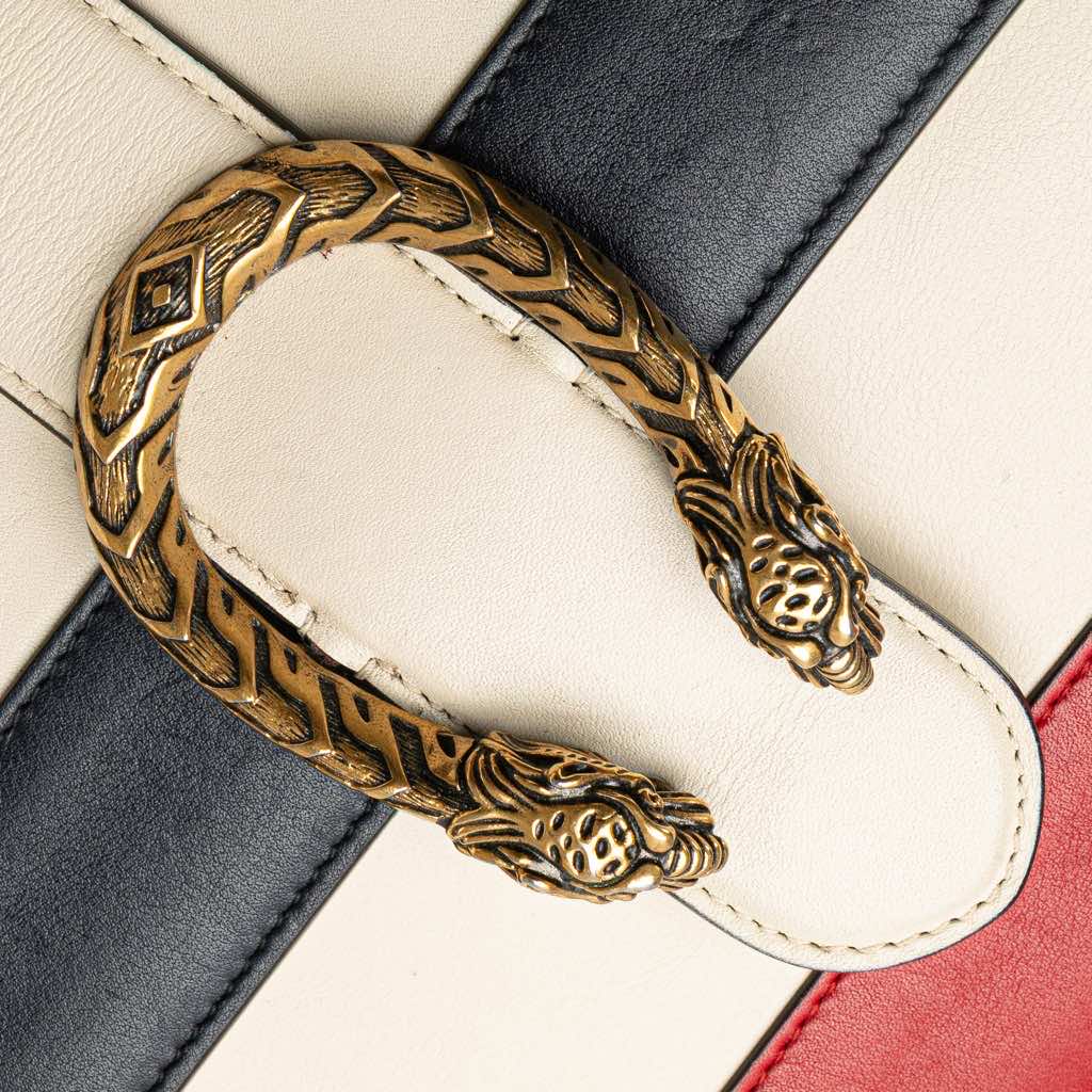 Gucci Medium Leather Bamboo Dionysus Web Satchel - Detail 2