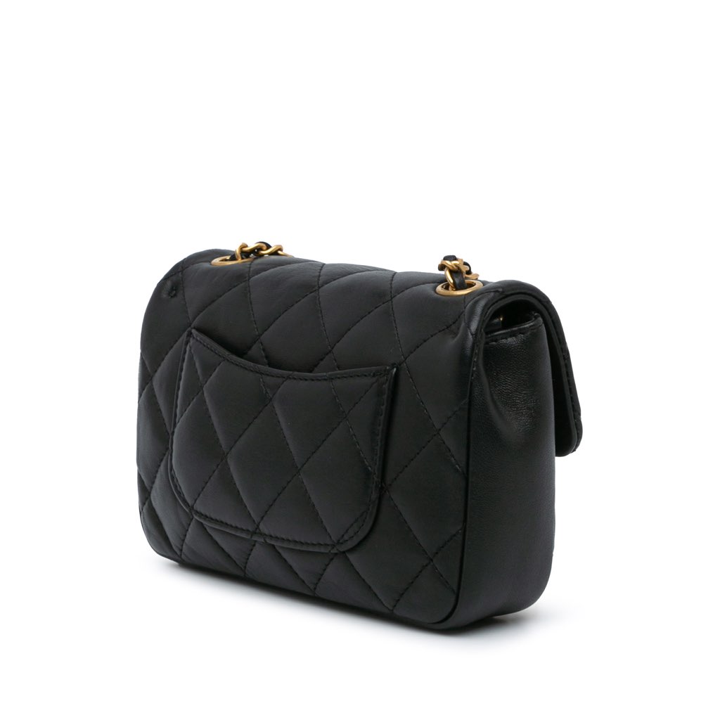 Chanel Mini Rectangular Quilted Lambskin Heart Charms Flap - Back view