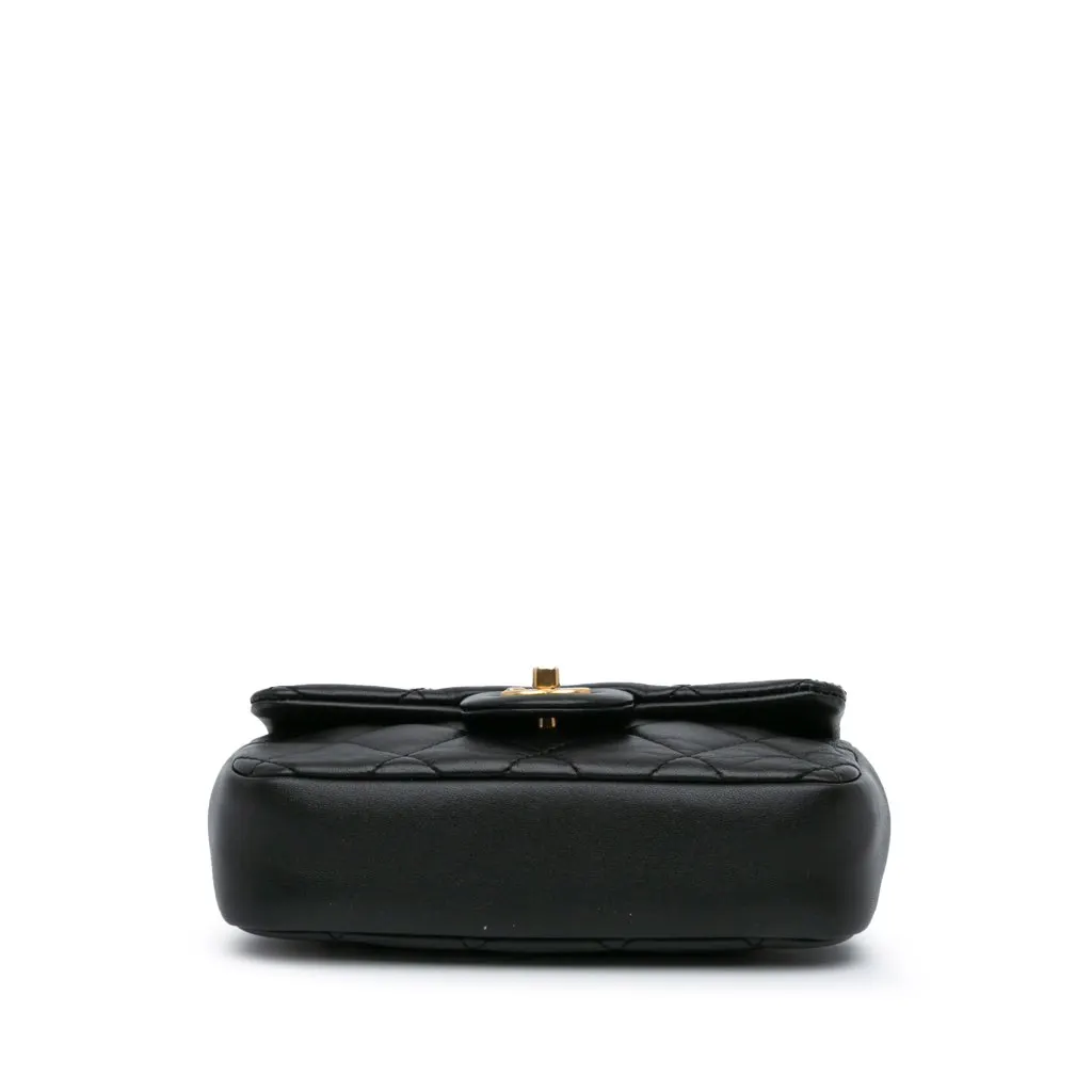 Chanel Mini Rectangular Quilted Lambskin Heart Charms Flap Black Leather Good - Inside View