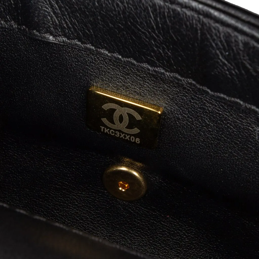 Chanel Mini Rectangular Quilted Lambskin Heart Charms Flap Black Leather Good - Box View