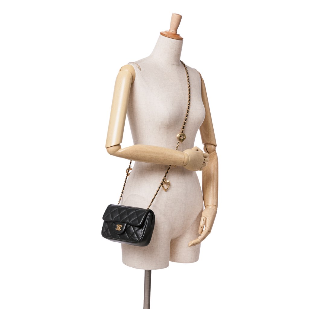 Chanel Mini Rectangular Quilted Lambskin Heart Charms Flap - Image 12