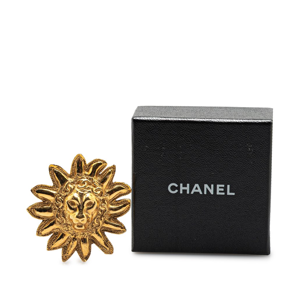 Chanel Gold Plated Sunburst Brooch - 4