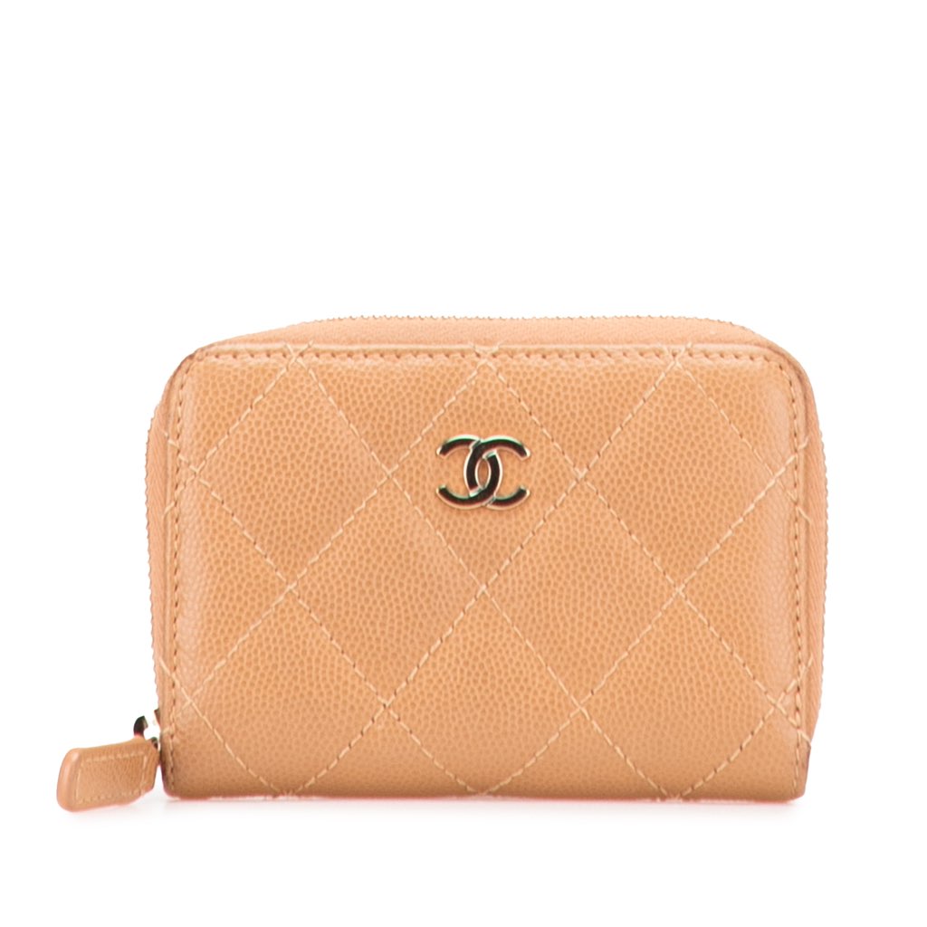 Chanel CC Quilted Caviar Zip Around Coin Purse