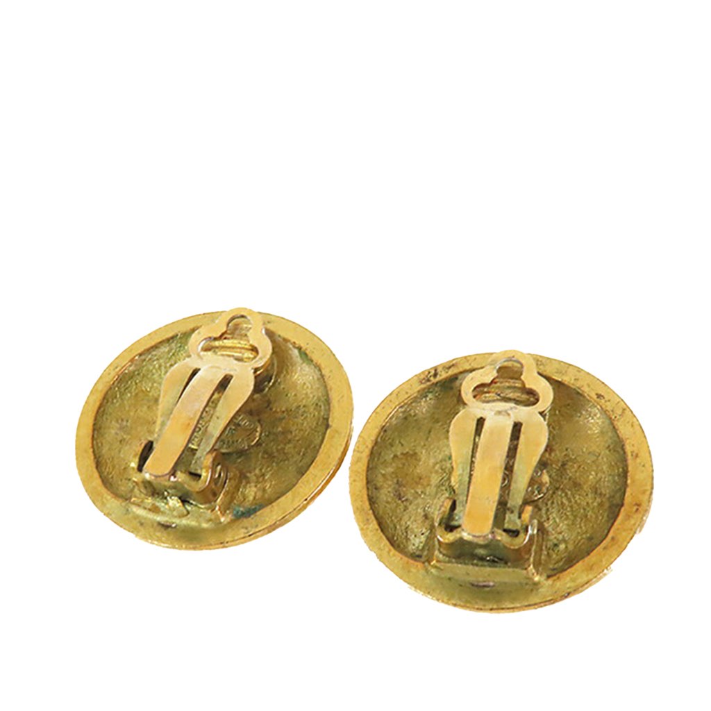 Chanel Gold Plated Quilted CC Clip On Earrings - 2