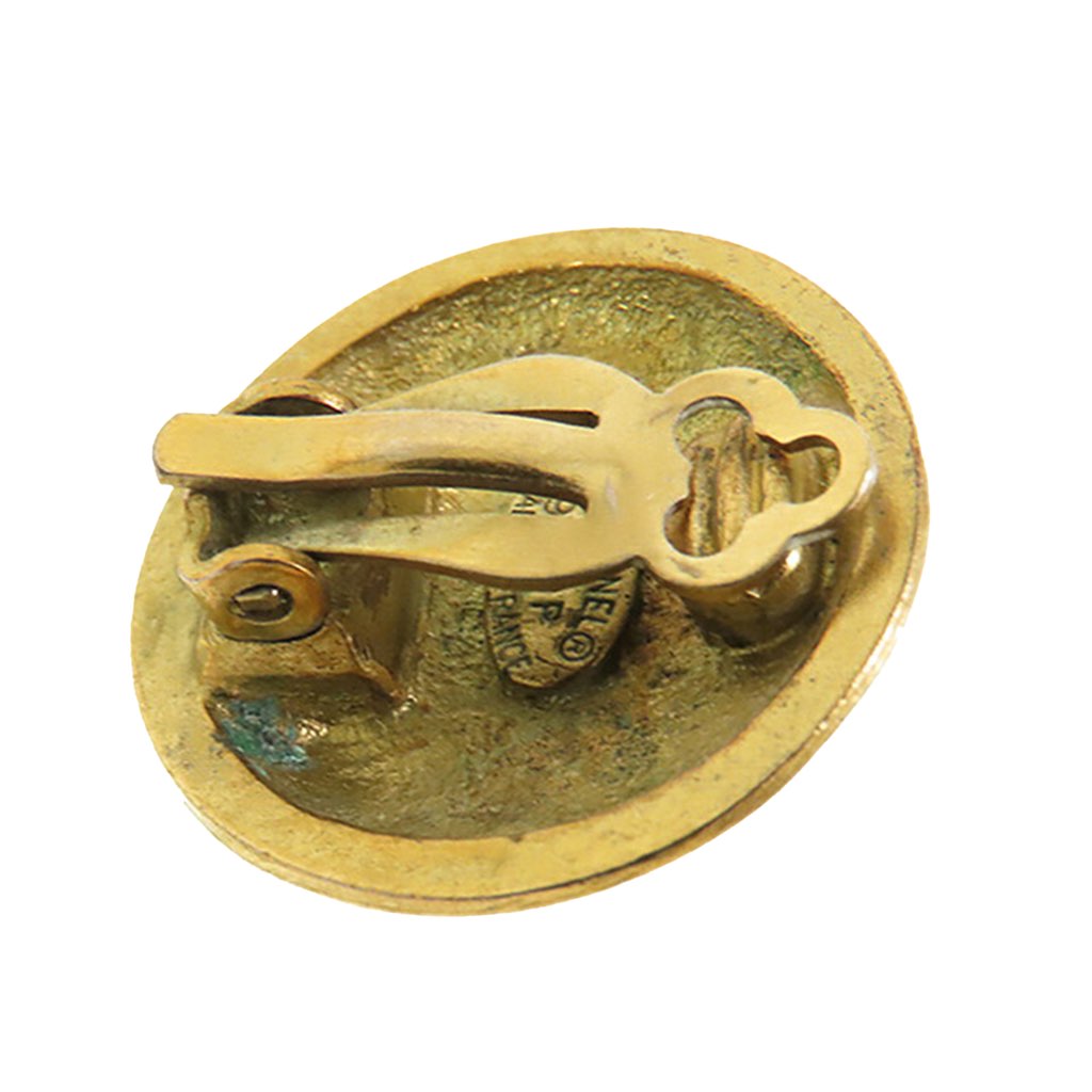 Chanel Gold Plated Quilted CC Clip On Earrings - 4