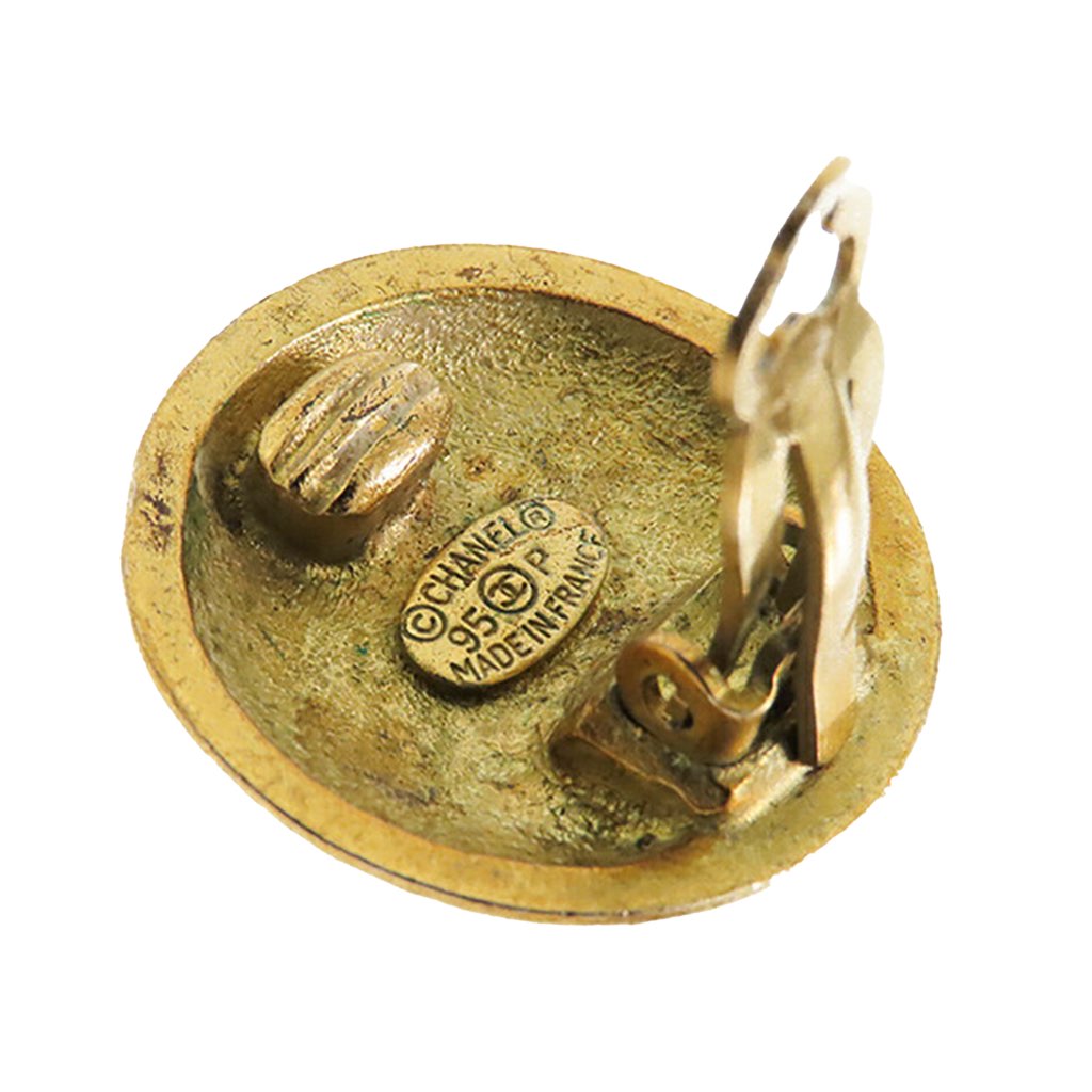 Chanel Gold Plated Quilted CC Clip On Earrings - 5