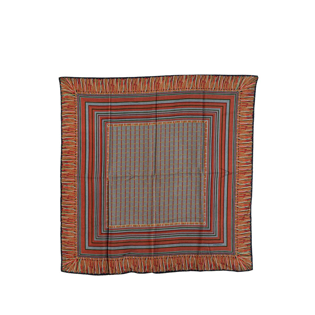 Chanel Tweed Print Silk Scarf