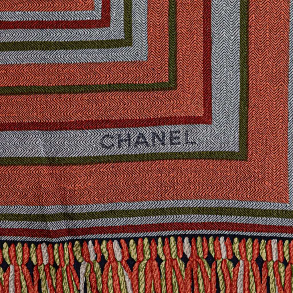 Chanel Tweed Print Silk Scarf - Back view