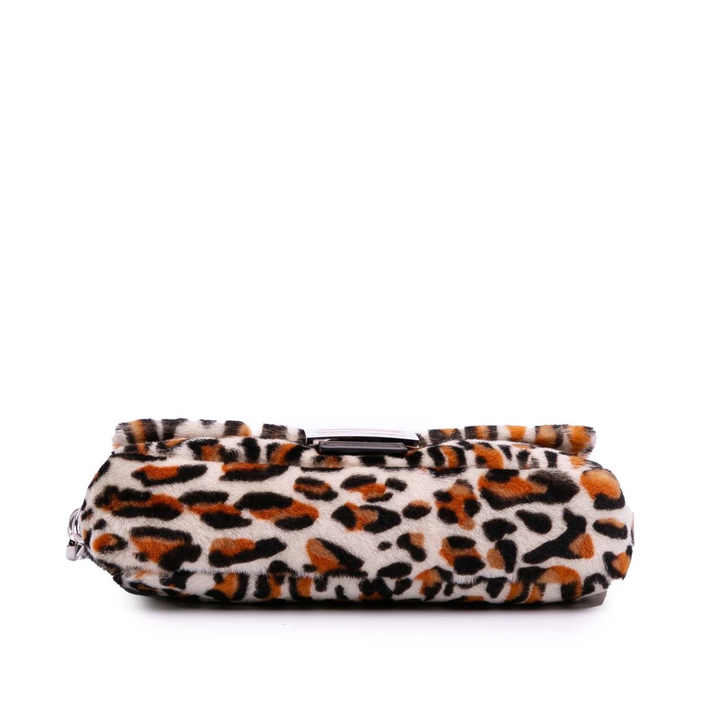 Fendi Leopard Print Calf Hair Baguette Satchel - Image 6