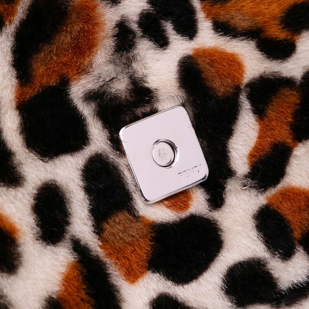 Fendi Leopard Print Calf Hair Baguette Satchel - Detail 2