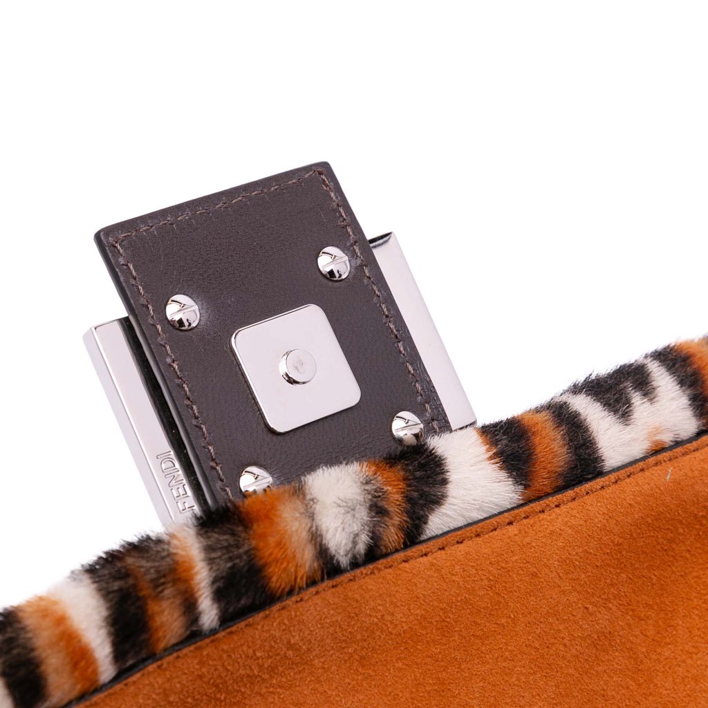 Fendi Leopard Print Calf Hair Baguette Satchel - Image 11