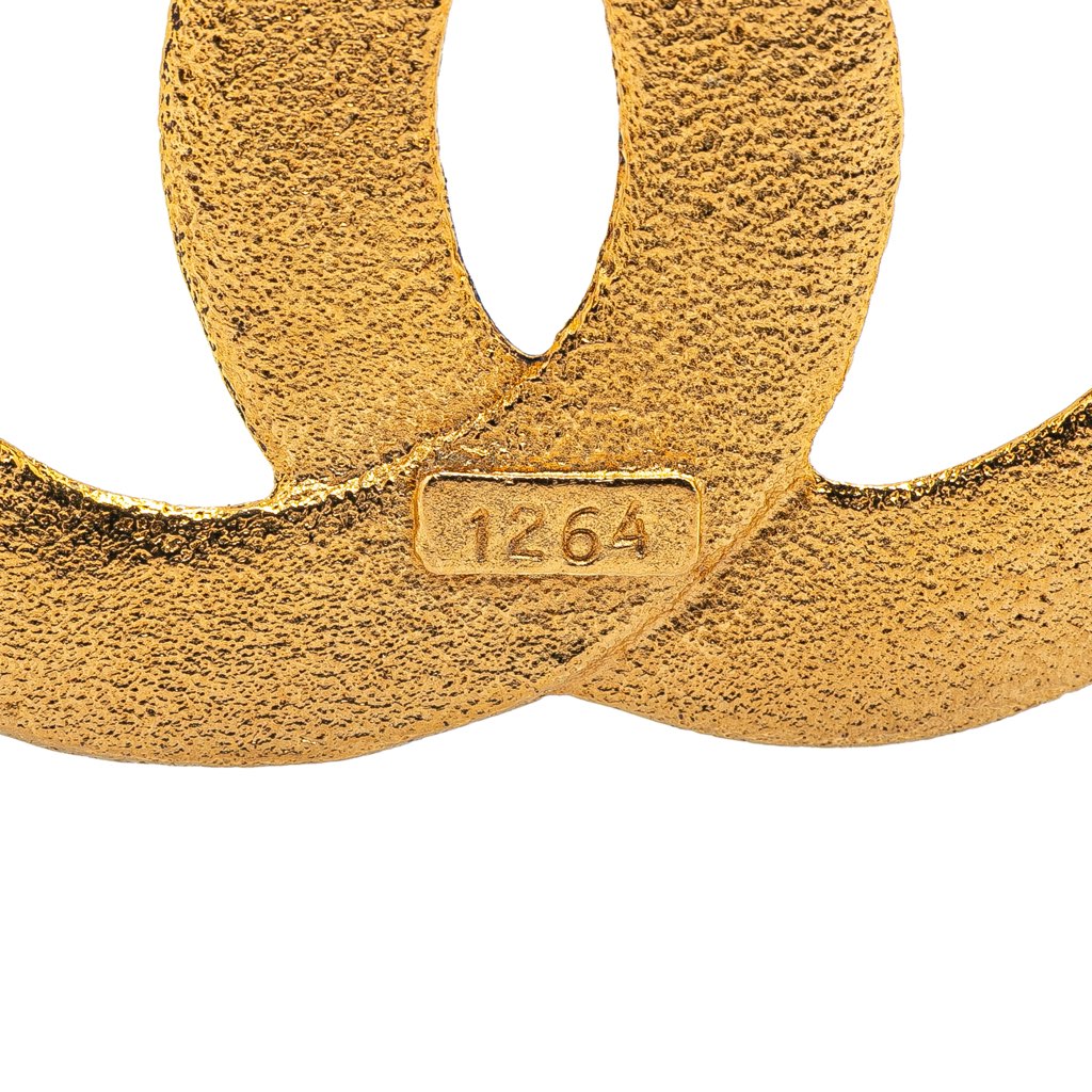 Chanel Gold Plated Embossed Mini CC Brooch - 4