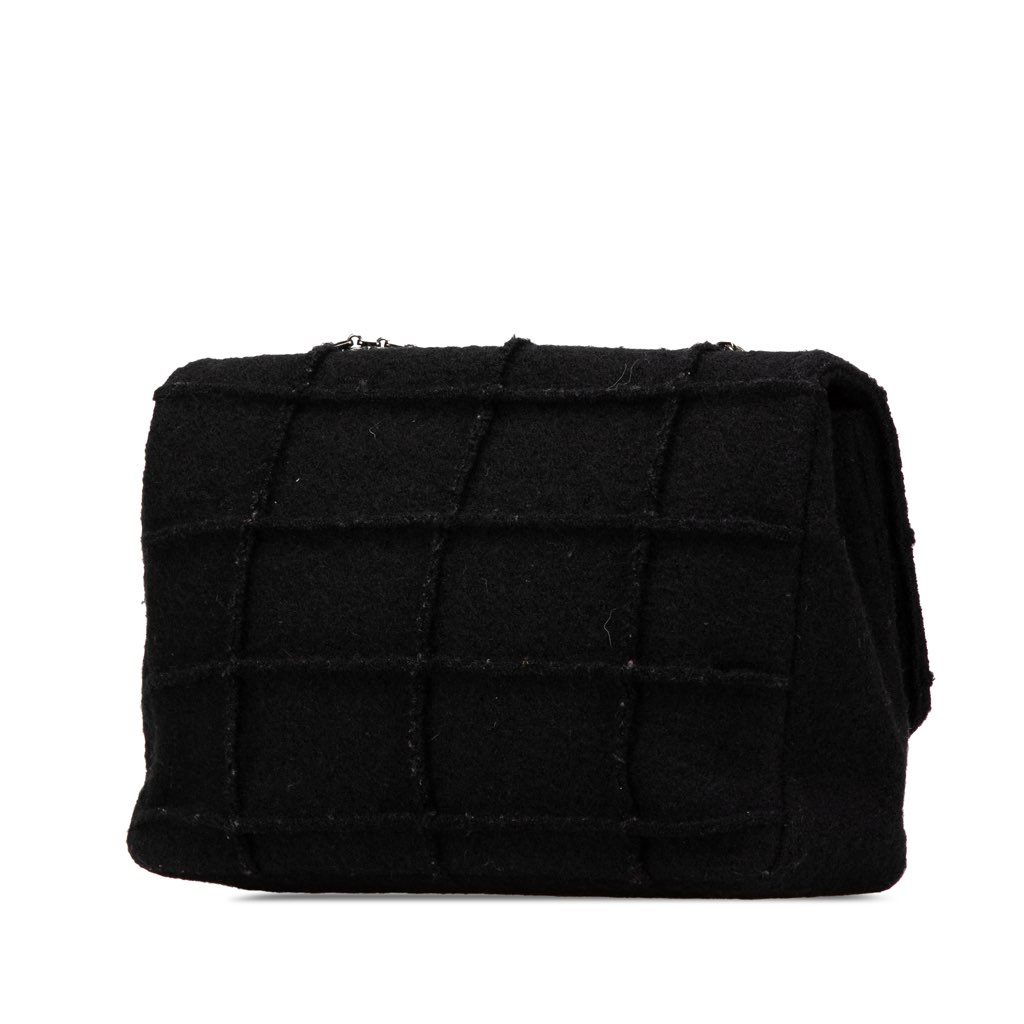 Chanel Jumbo Reissue 2.55 Choco Bar Wool Felt Identification Flap - Back view