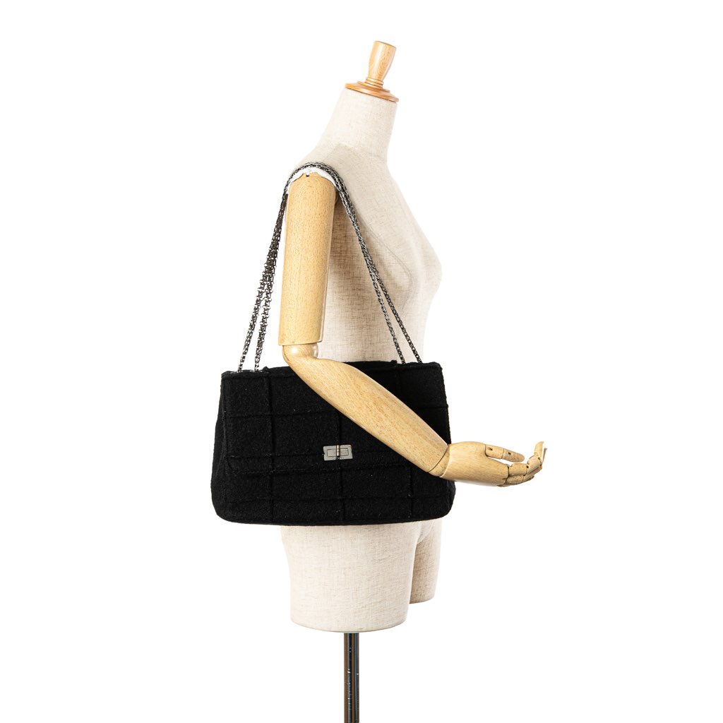 Chanel Jumbo Reissue 2.55 Choco Bar Wool Felt Identification Flap - Image 14