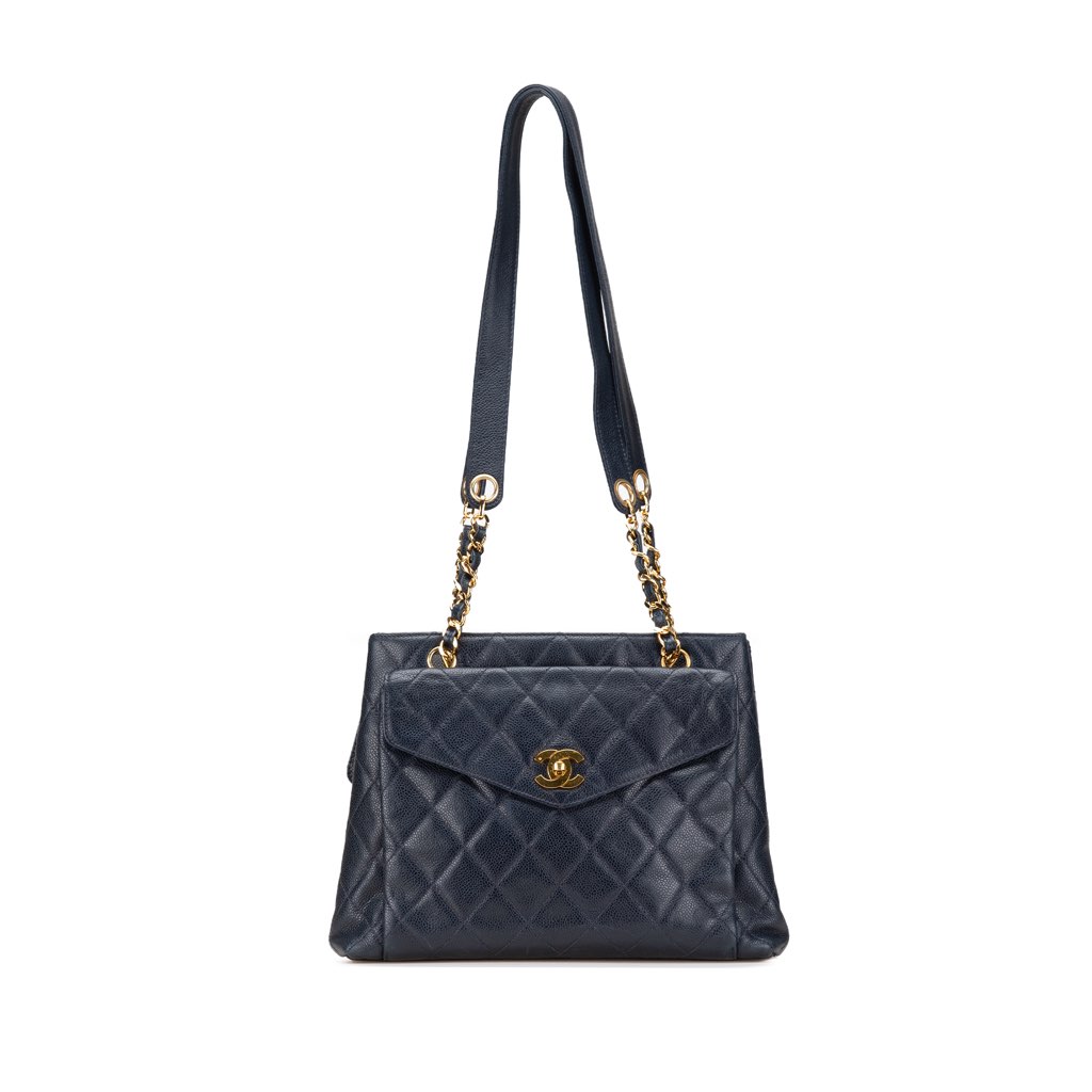 Chanel Quilted Caviar Front Pocket Chain Tote