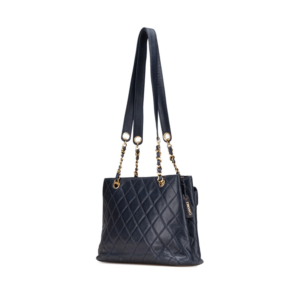 Chanel Quilted Caviar Front Pocket Chain Tote - Back view