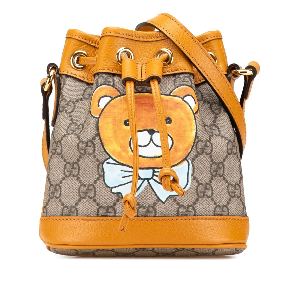 Gucci x EXO-KAI Mini GG Supreme Ophidia Bucket Bag Brown Canvas Good - Front View