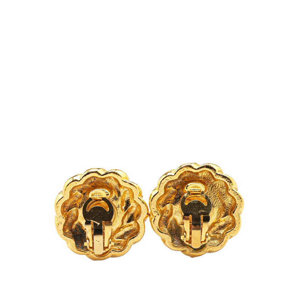 Chanel Gold Plated Faux Pearl Clip on Earrings - 2