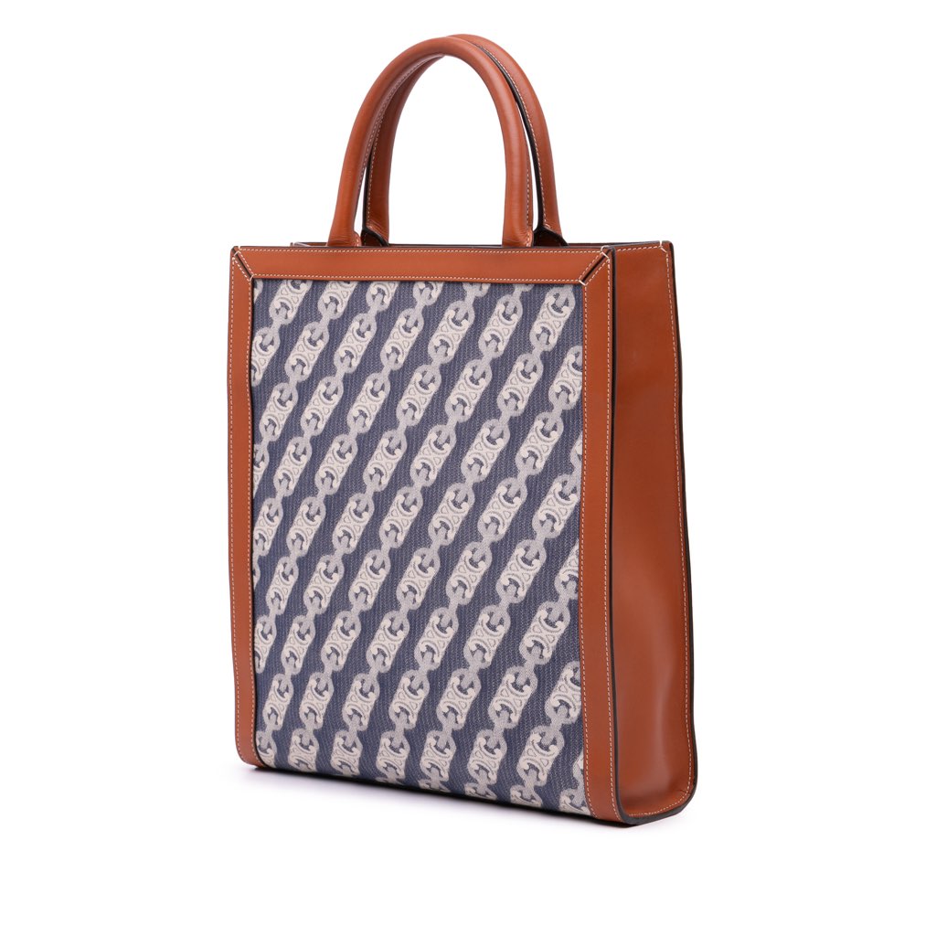 Celine Small Triomphe Canvas Maillon Vertical Cabas Satchel - Back view