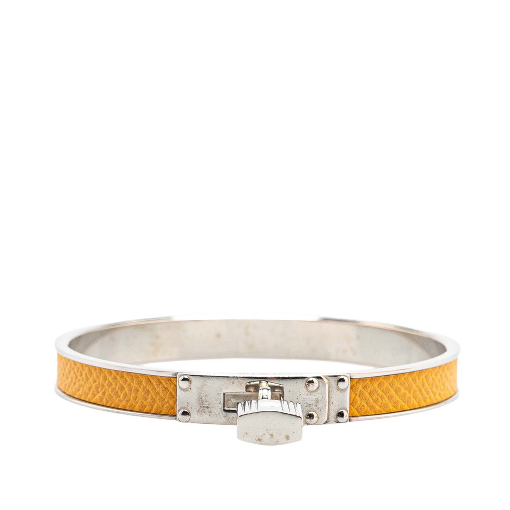 Hermès Leather Kelly Cadena Lock Bangle Bracelet