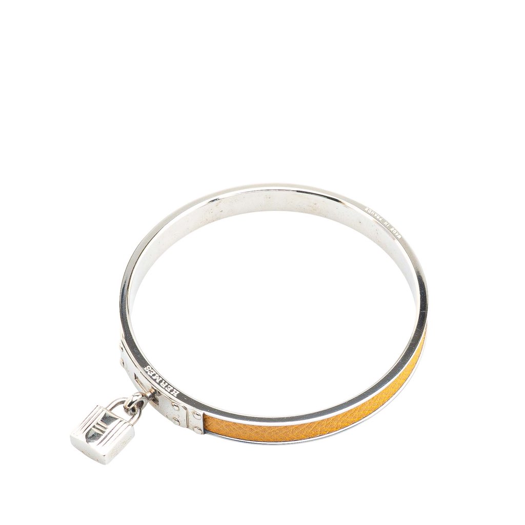 Hermès Leather Kelly Cadena Lock Bangle Bracelet - 4