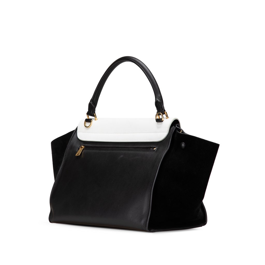 Celine Medium Bicolor Leather Trapeze Satchel - 2