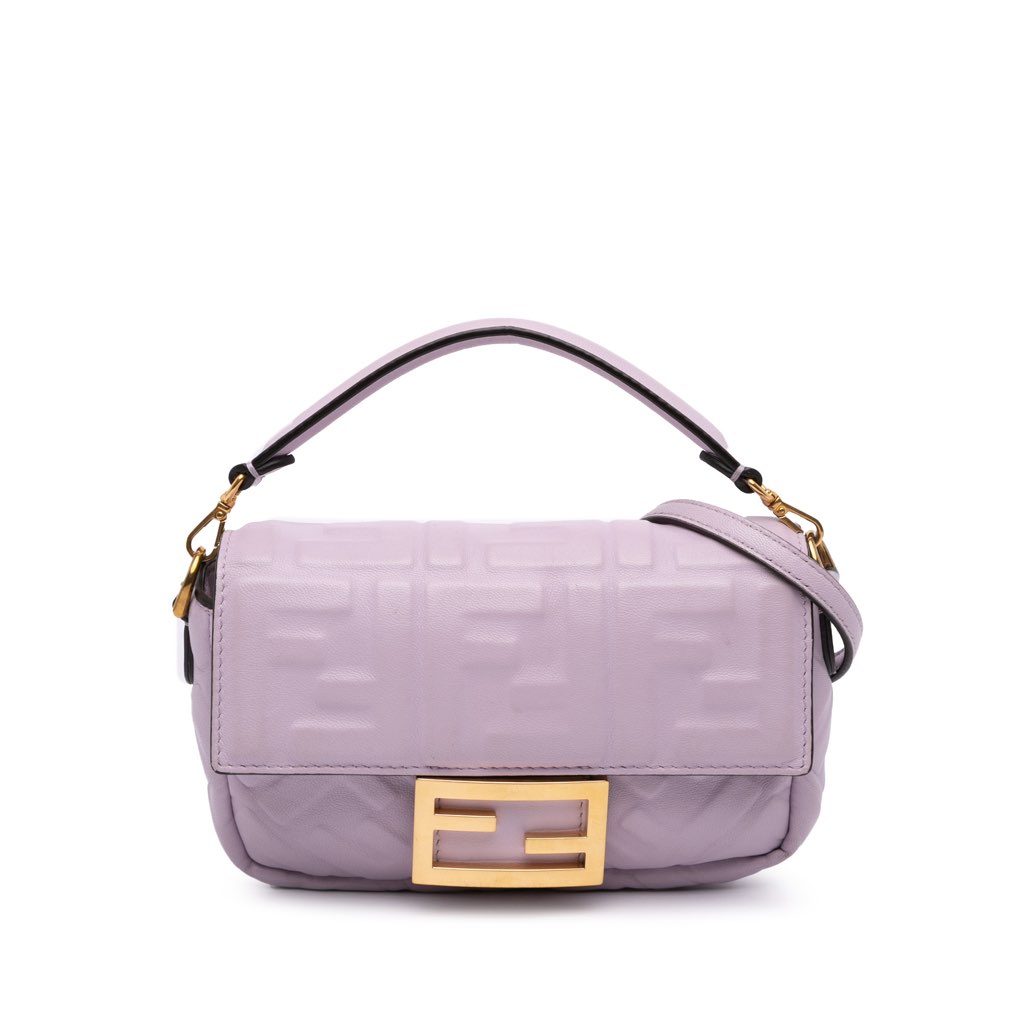 Fendi Mini Zucca Embossed Leather Baguette Satchel