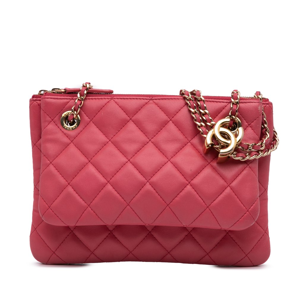 Chanel Quilted Lambskin Double Case with Chain