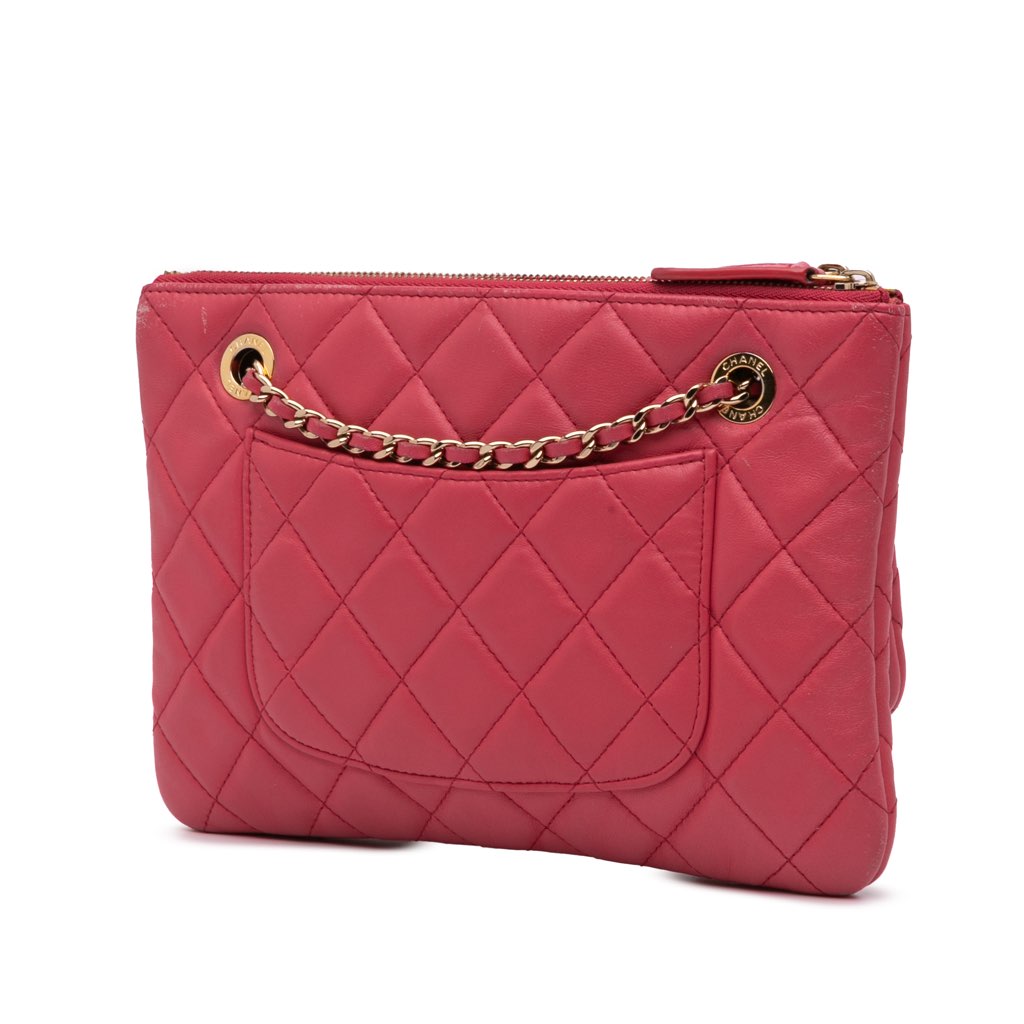 Chanel Quilted Lambskin Double Case with Chain - Back view