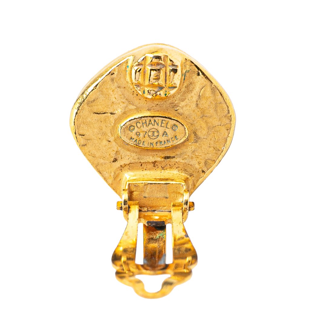 Chanel Gold Plated CC Clip On Earrings - 3