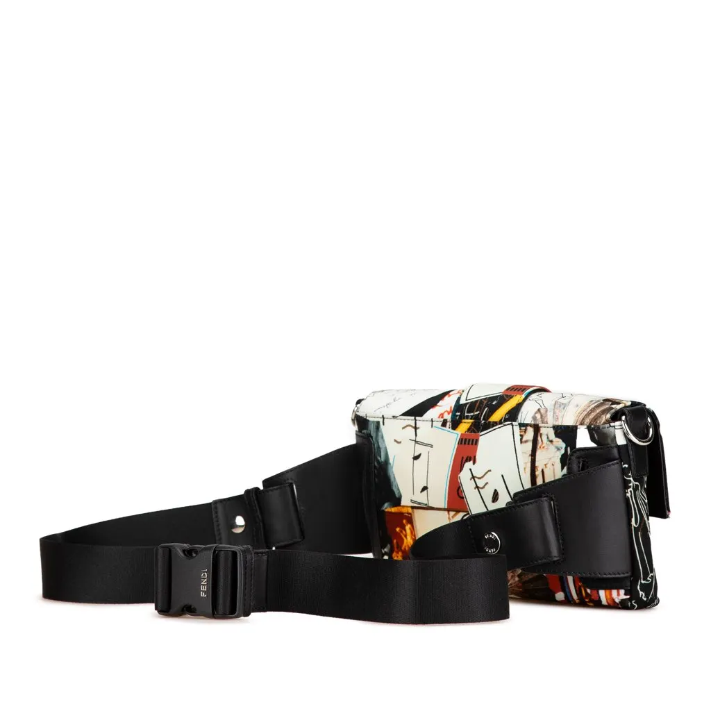 Fendi Nylon Karl Kollage Convertible Belt Baguette White Very good - Back View