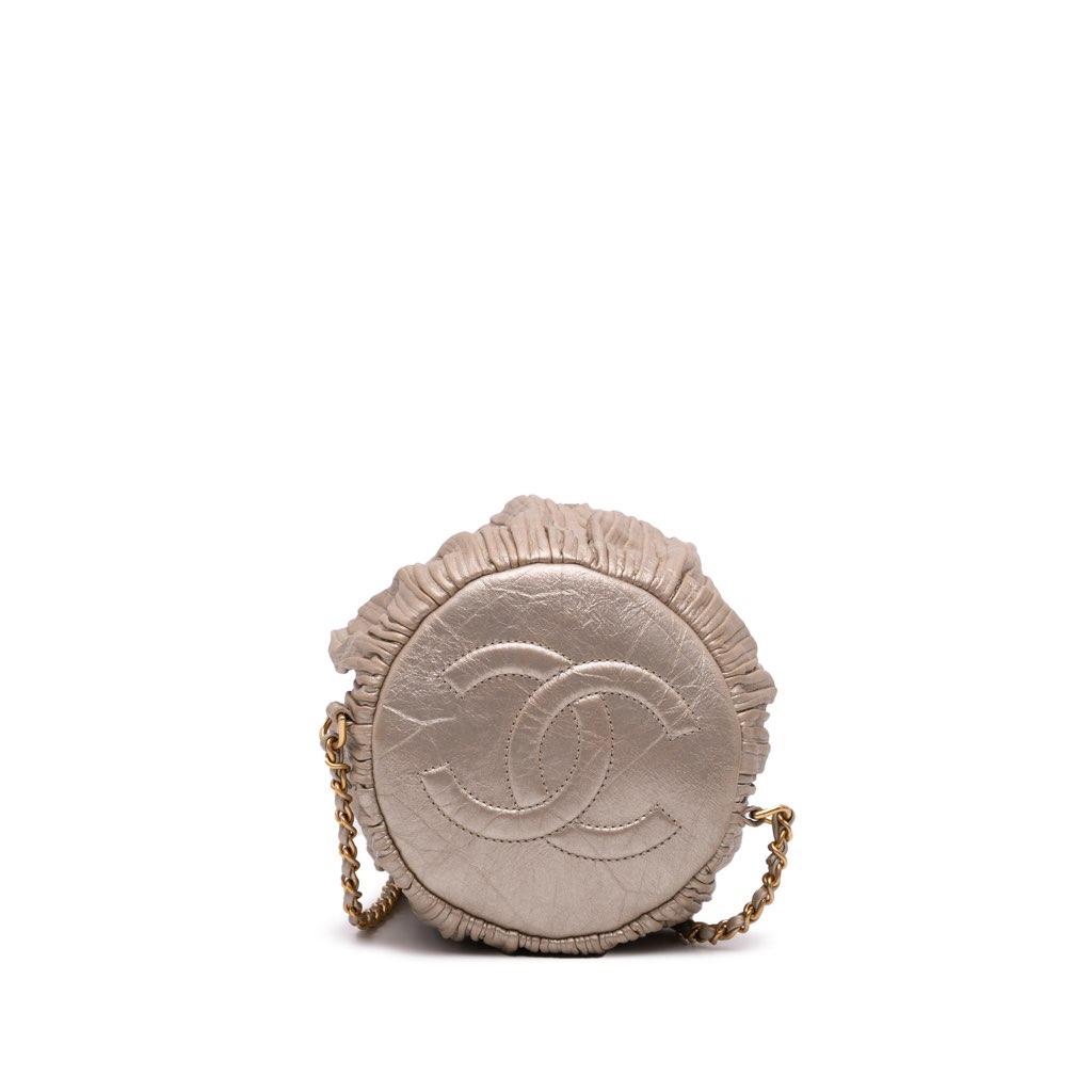 Chanel Medium Metallic Calfskin Coco Pleats Drawstring Backpack - Image 6