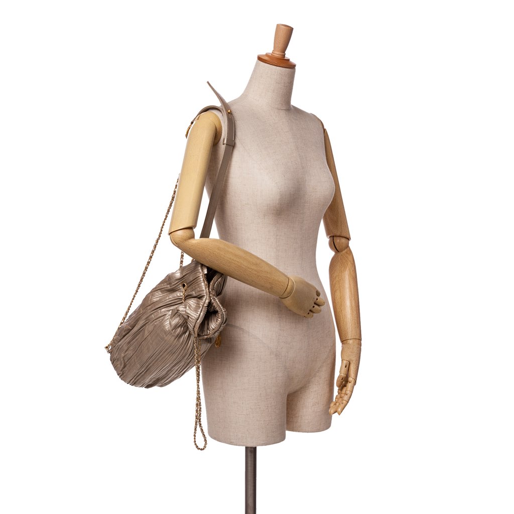Chanel Medium Metallic Calfskin Coco Pleats Drawstring Backpack - Image 12
