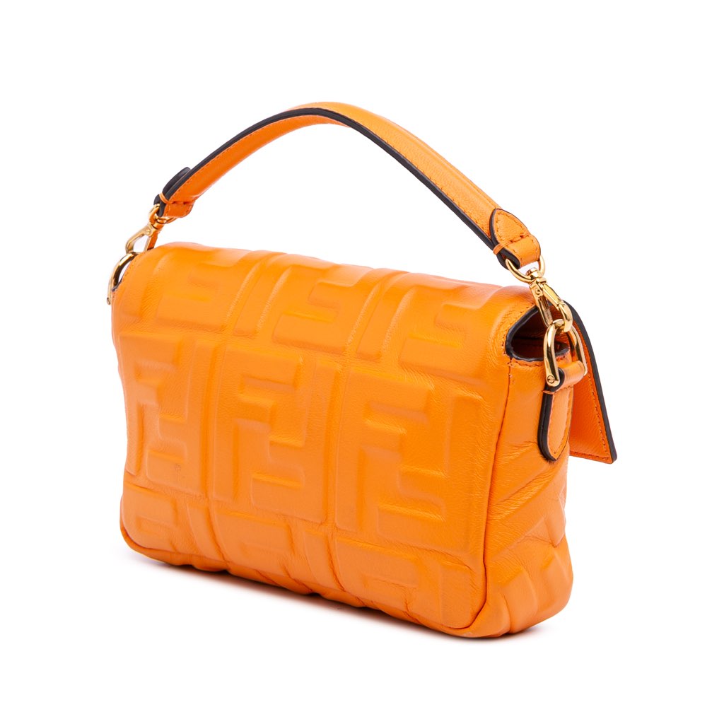 Fendi Mini Zucca Embossed Leather Baguette Satchel - Back view