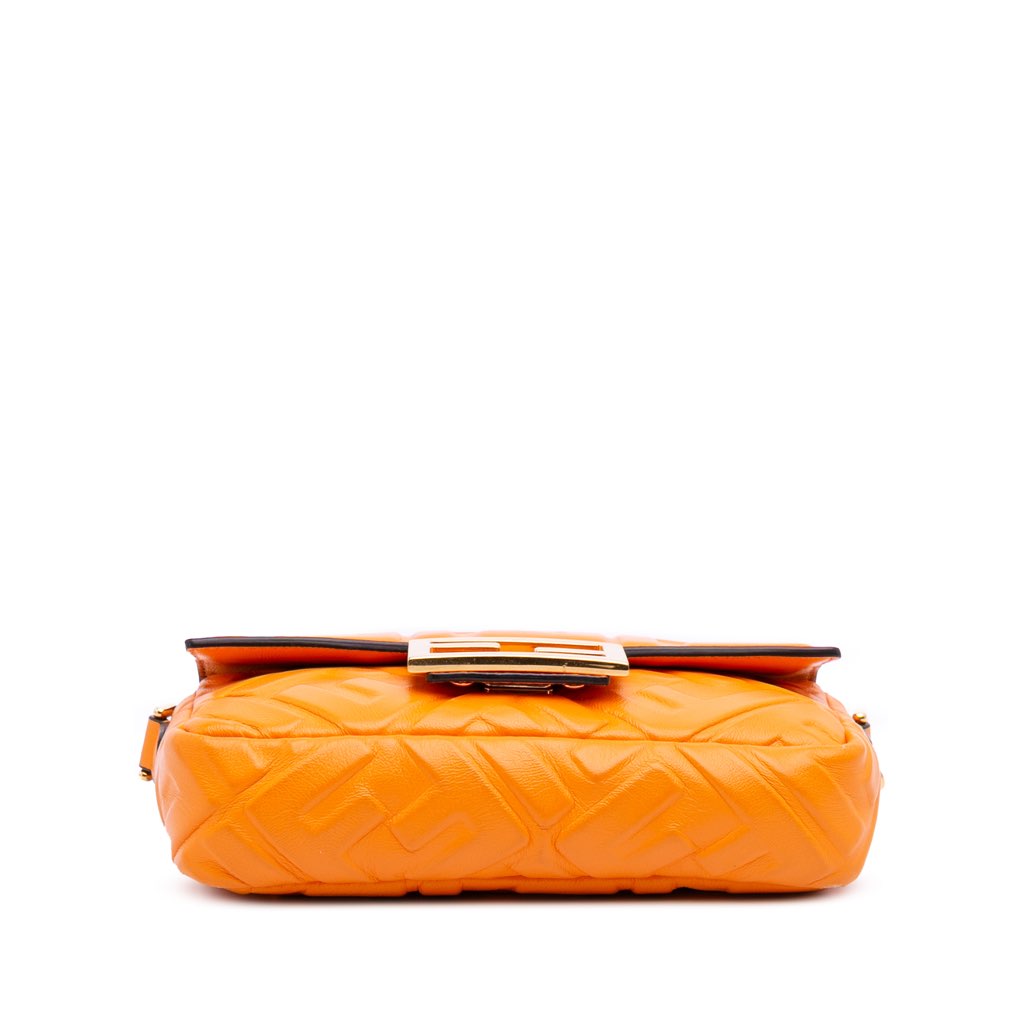 Fendi Mini Zucca Embossed Leather Baguette Satchel - Image 6