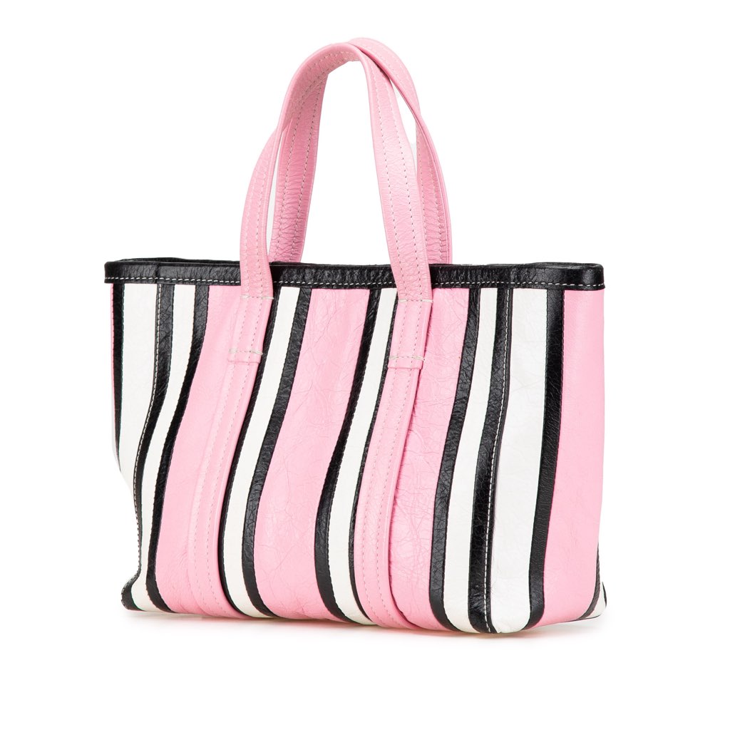 Balenciaga Small Lambskin Barbes East West Striped Shopper Tote - 2