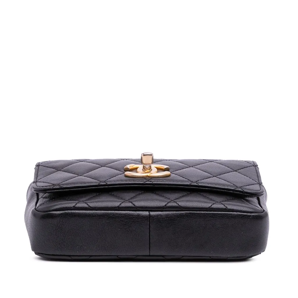 Chanel Small Quilted Lambskin Private Affair Camellia Flap Black Leather Good - Inside View