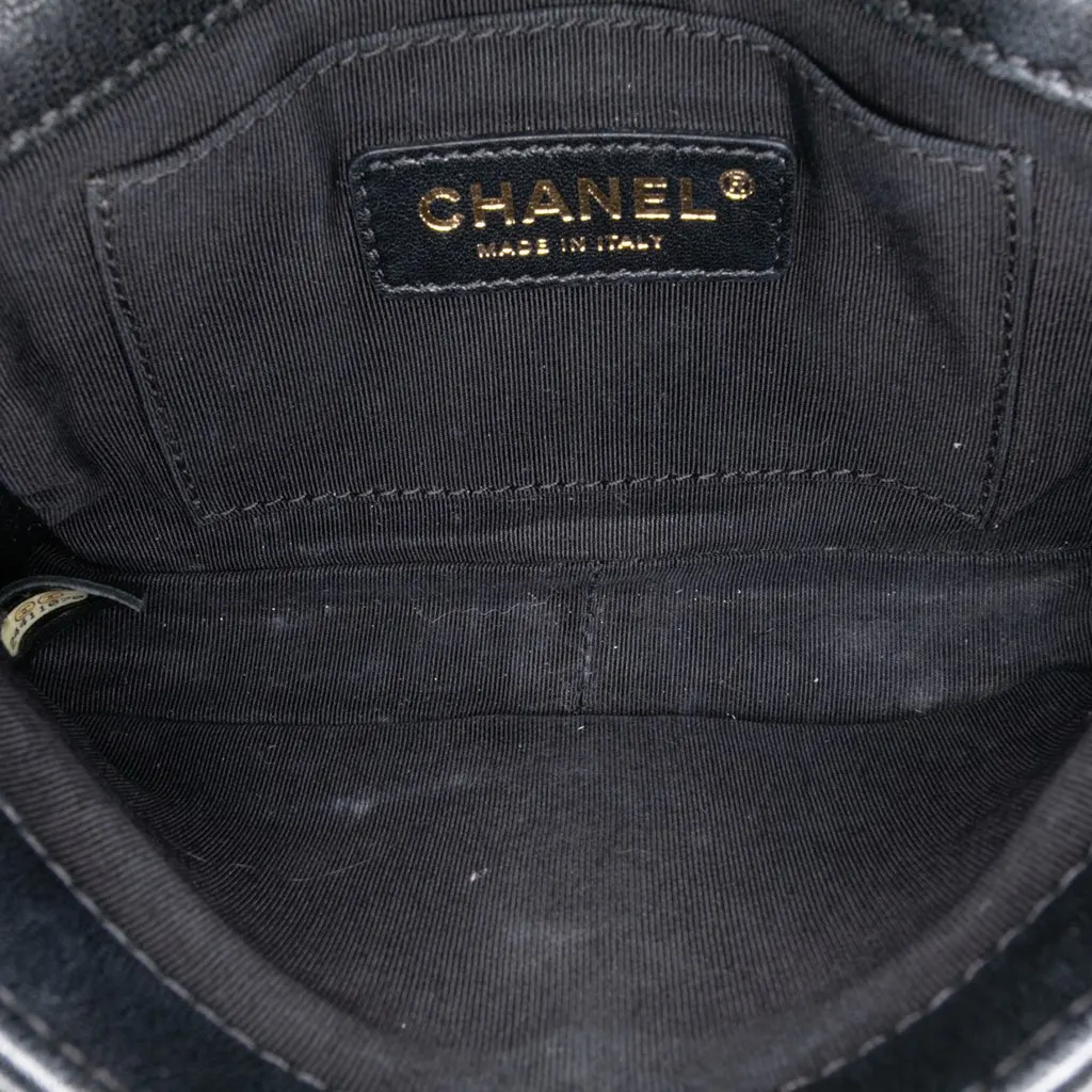 Chanel Small Quilted Lambskin Private Affair Camellia Flap Black Leather Good - Model View