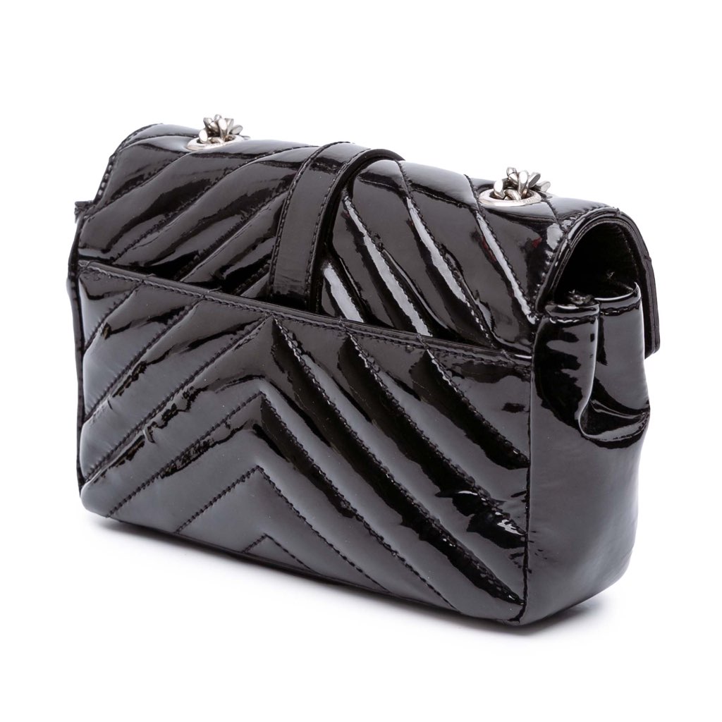 Saint Laurent Baby Patent Chevron Classic Monogram Chain Bag - 2