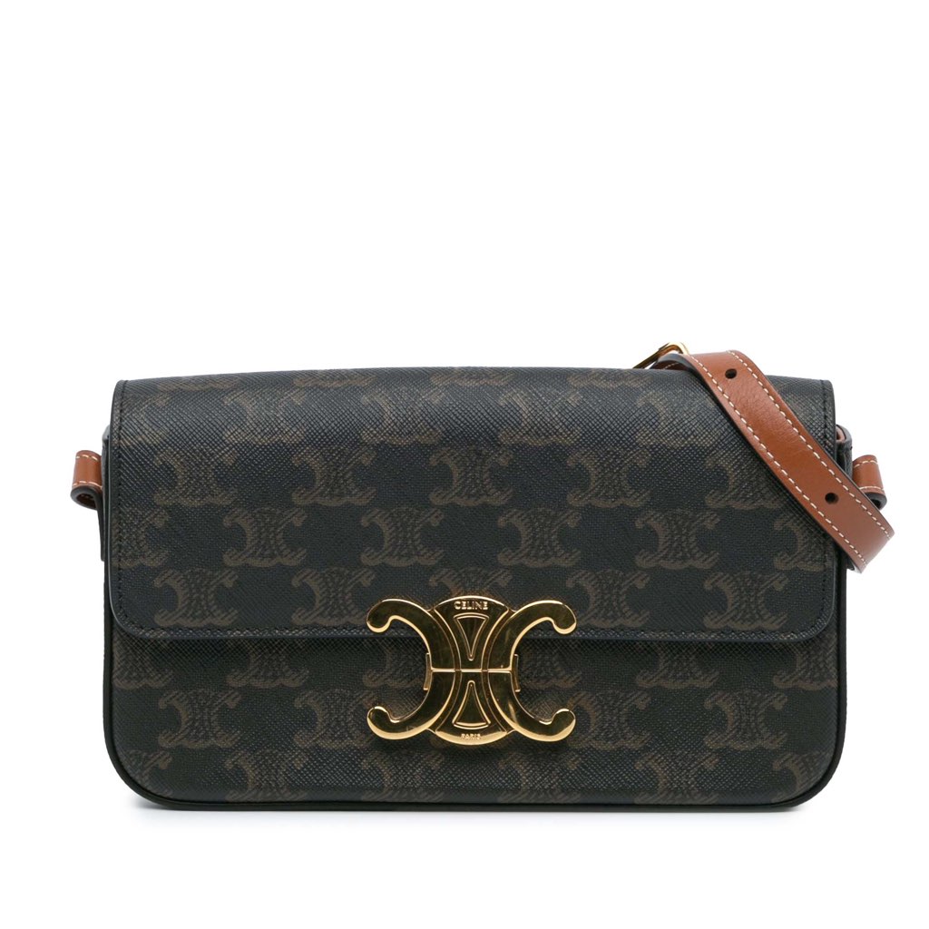 Celine Triomphe Coated Canvas Claude Shoulder Bag