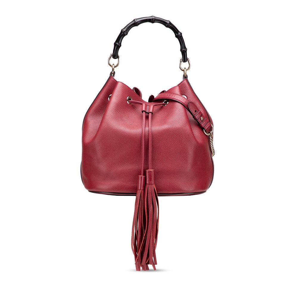 Gucci Pebbled Calfskin Miss Bamboo Bucket Bag