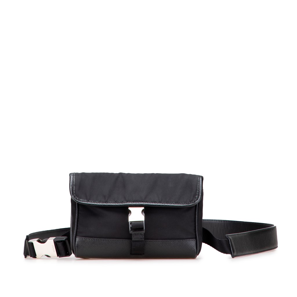 Prada Saffiano Trimmed Tessuto Belt Bag