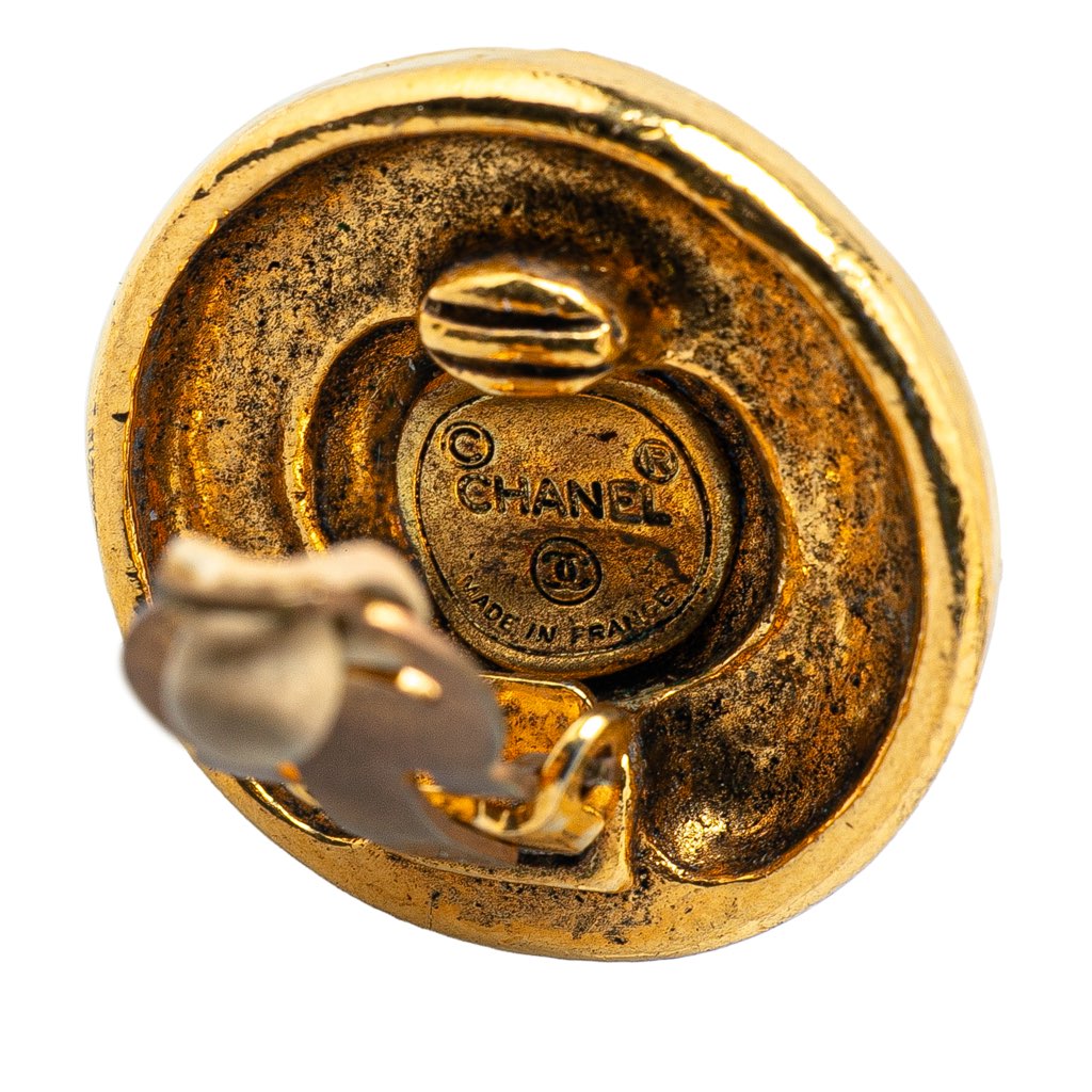 Chanel Gold Plated CC Button Clip on Earrings - Image 6
