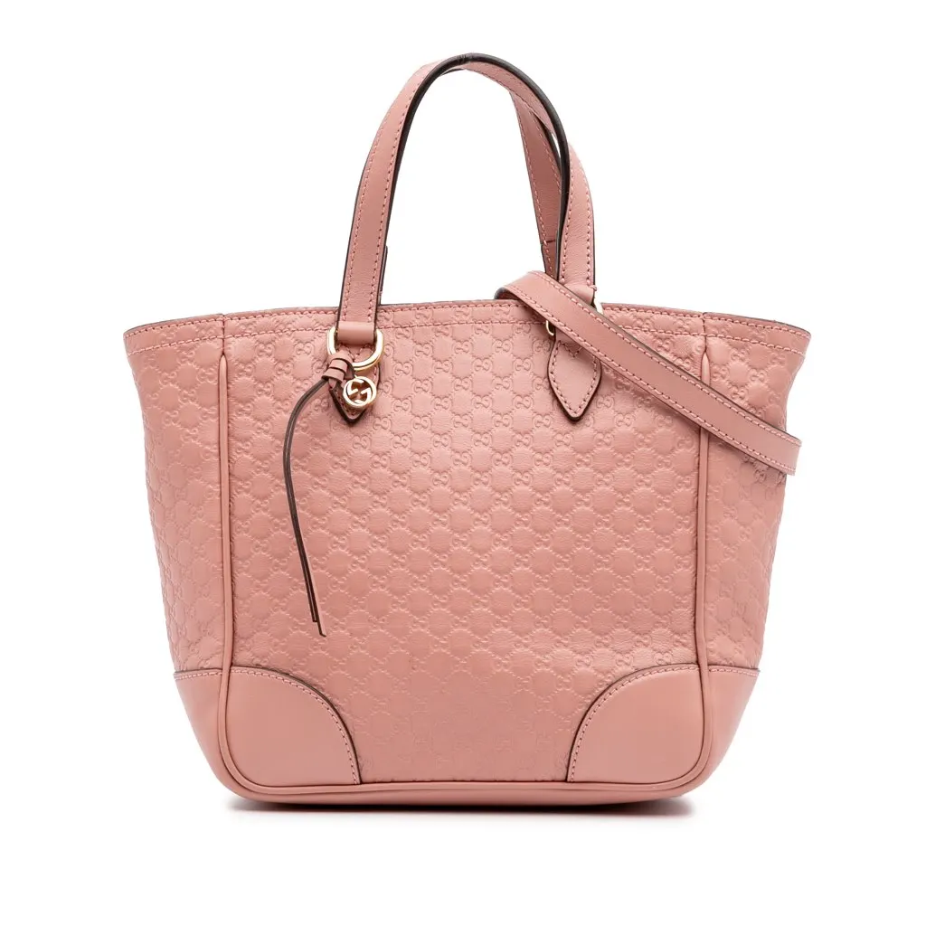 Gucci Small Microguccissima Bree Satchel Pink Leather Good - Front View